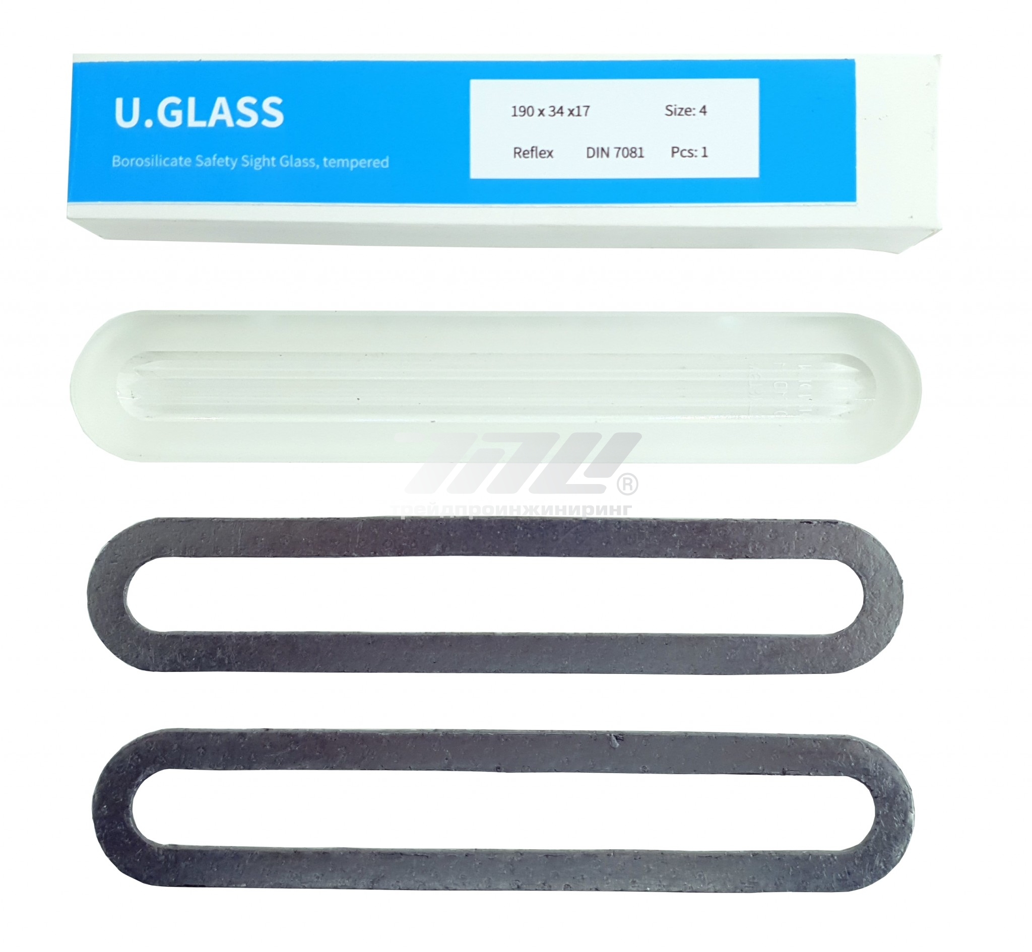 Фото Стекло индикатора уровня рифленое "U.GLASS" B4 190x34x17